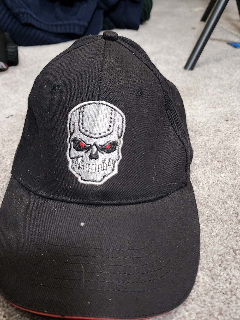 Men's Black Skull Patch Baseball Cap